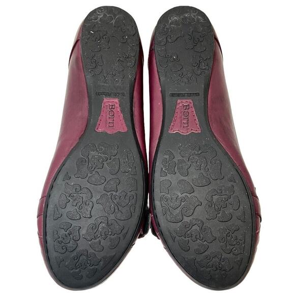 Born Maroon Ruffled Pleated Braided Strap Buckle Classic Ballet Flats Size 10 - Picture 7 of 7